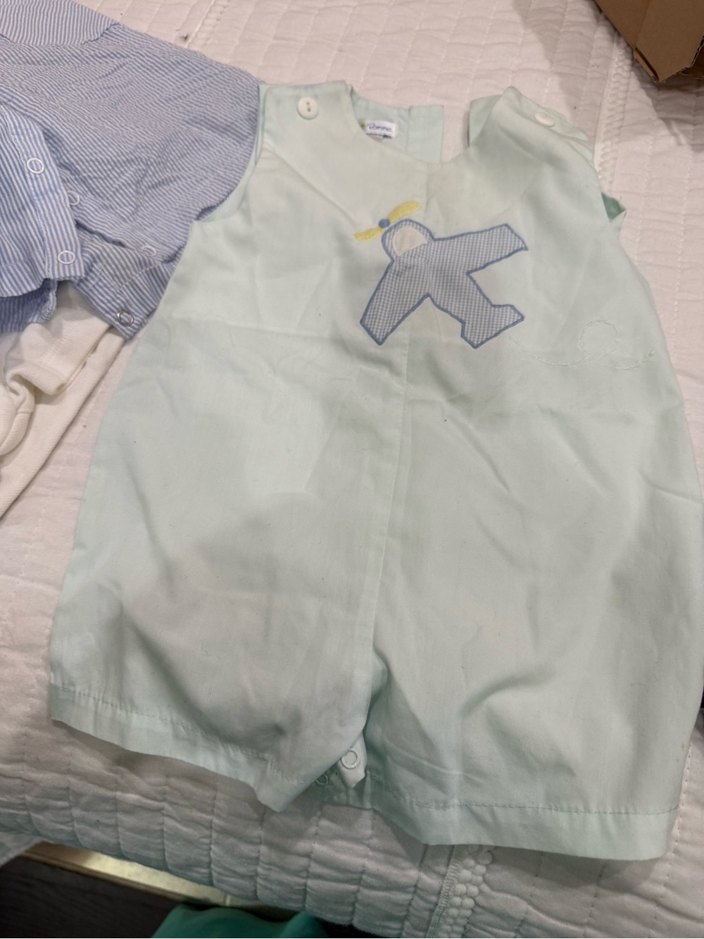 Light Mint Airplane Baby Romper - Unbranded